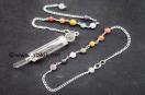 Crystal Qtz 3pc Wand Pendulum w/.Chakra Chain